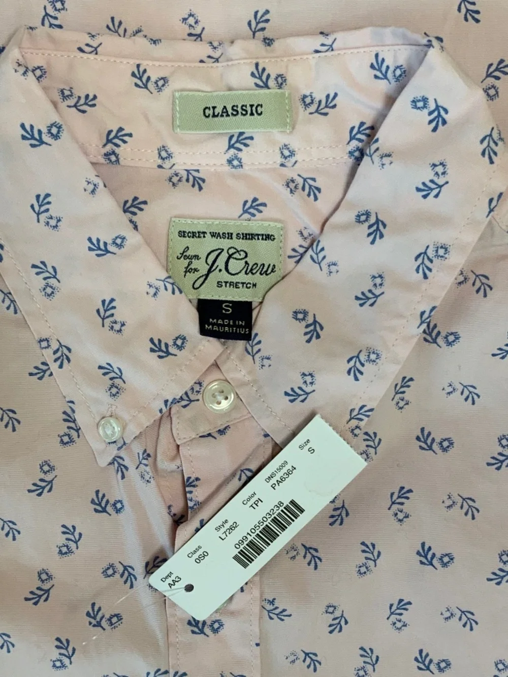 J. Crew Classic Stretch Secret Wash Button Down Shirt in Pink Branches